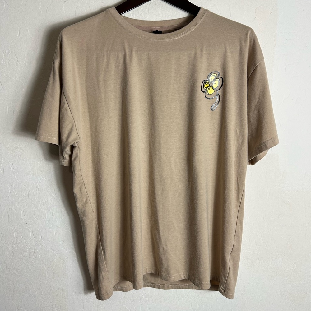 ROMWE Tan Floral Graphic Tee